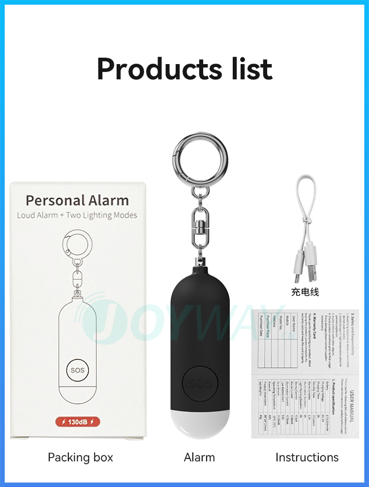 Personal Alarm,JW1506,83*28*17mm,Black/White/Blue/Pink 