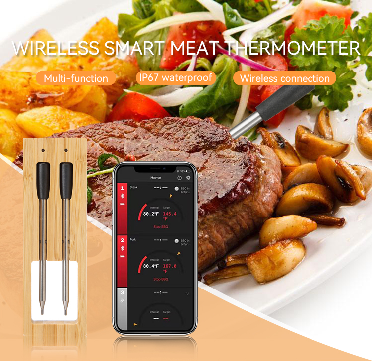 Wireless Smart Meat Thermometer,JW1908,42*35*32cm,Black