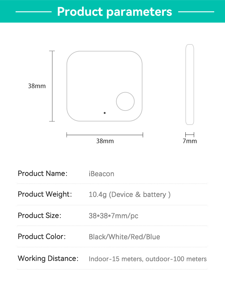 iBeacon/Eddystone,JW-1405B,Default,White/Black/Red/Blue