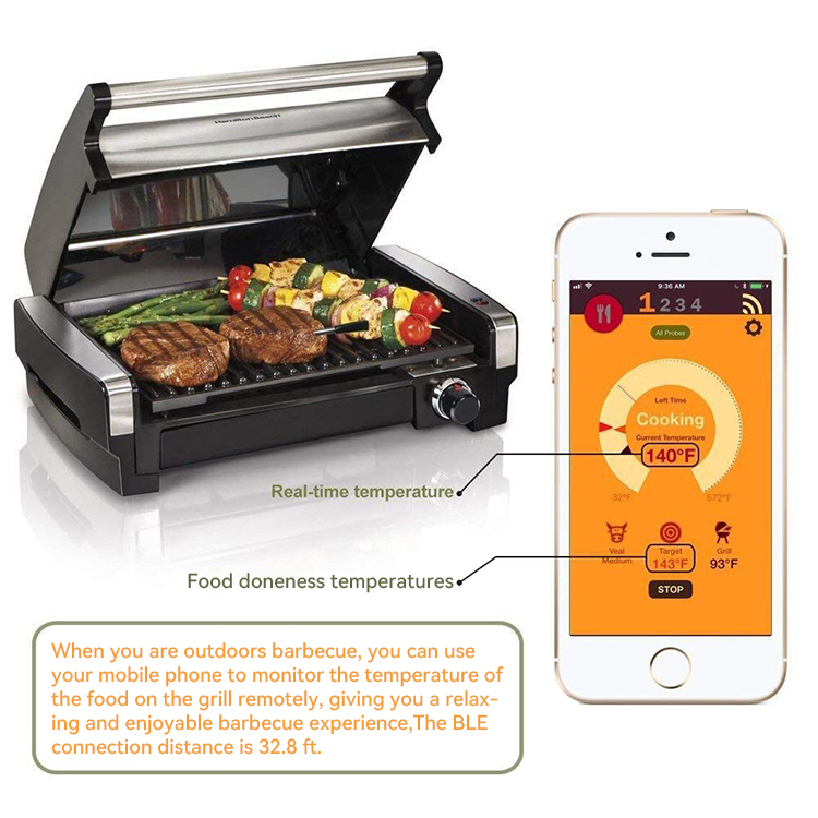 Wireless Smart Meat Thermometer,JW1905,31*46*20cm,Black