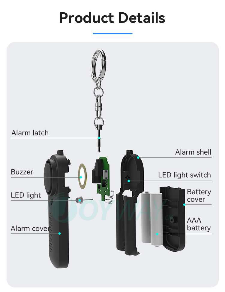 Personal Alarm,JW1507,88x31x20mm,Black/White/Blue/Pink/Purple