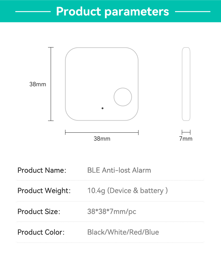 Key Finder,JW1405A,38*38*7mm,Blue/Red/White/Black