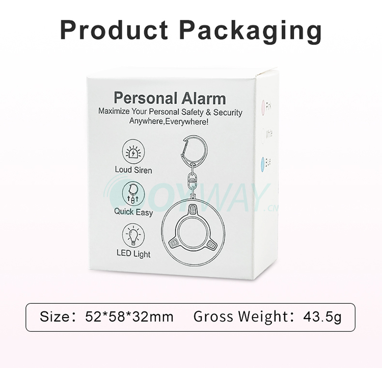 Personal Alarm,JW1508,56*51*22mm,White/Blue/Pink