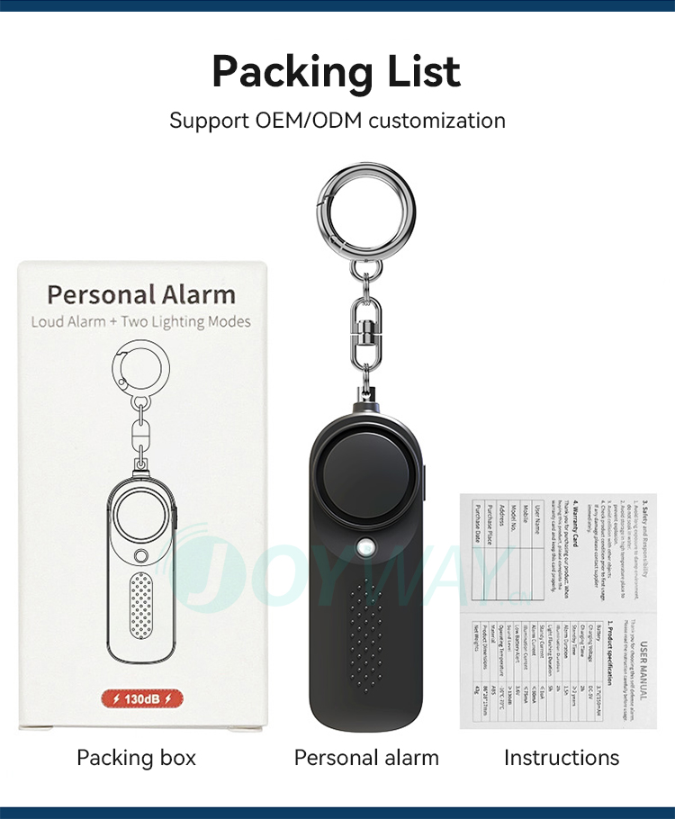 Personal Alarm,JW1507,88x31x20mm,Black/White/Blue/Pink/Purple