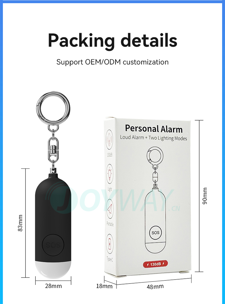 Personal Alarm,JW1506,83*28*17mm,Black/White/Blue/Pink 